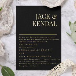 Invitation En Aluminium Élégant Premium | Editable Names Mariage Gold