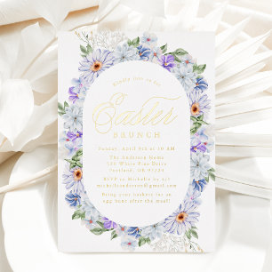 Invitation En Aluminium Élégant Purple Printemps Floral Pâques Brunch