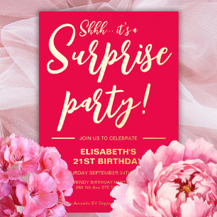 Invitation En Aluminium Elégant Red&Gold 21e anniversaire surprenant