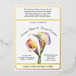 Invitation En Aluminium Elégant romantique Calla Lily Aquarelle douce Past
