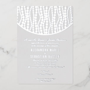 Invitation En Aluminium Élégant Romantique Script Perles Grises Mariage Ar