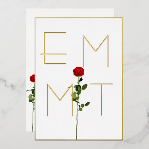 Invitation En Aluminium Élégant Rose chic Stem Monogram Mariage