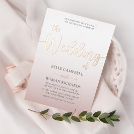 Invitation En Aluminium Élégant Rose Gold Calligraphy Script Mariage