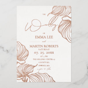 Invitation En Aluminium Élégant Rose Gold Foil Botanical Mariage Moderne