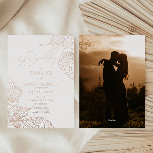 Invitation En Aluminium Élégant Rose Gold Foil Botanical Mariage Moderne