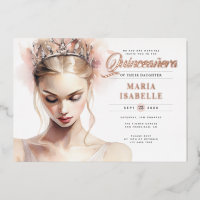 Élégant Rose Gold Pink Quinceanera Party