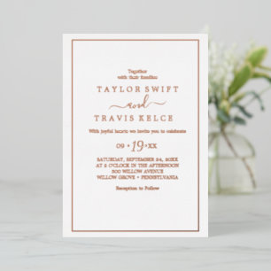 Invitation En Aluminium Élégant Rose Mariage Gold Foil