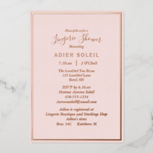 Invitation En Aluminium Elégant Rose moderne Blush Gold Lingerie Douche
