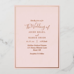 Invitation En Aluminium Élégant Rose moderne Blush Mariage or