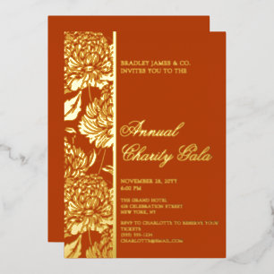 Invitation En Aluminium Elegant Rust Botanical Charity Event Gala Party