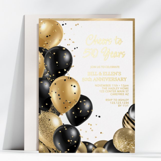 Invitation En Aluminium Élégant Script 50e anniversaire de Mariage (Créateur téléchargé)