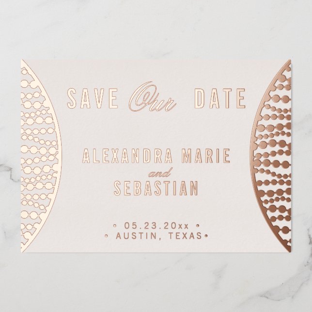 Invitation En Aluminium Élégant Script Blush Pearl Enregistrer la date Ros (Recto)
