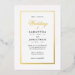 Invitation En Aluminium Élégant Script Classic Minimal Mariage Gold