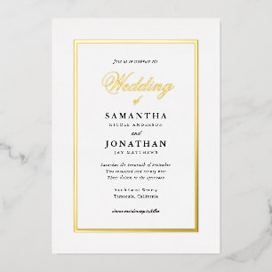 Invitation En Aluminium Élégant Script Classic Minimal Mariage Gold