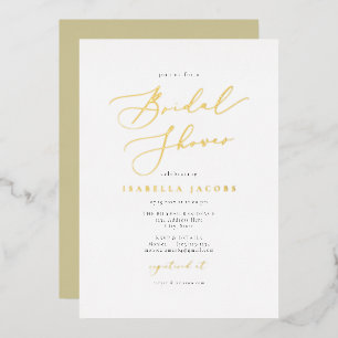 Invitation En Aluminium Élégant script EVELYN Fête des mariées or simple