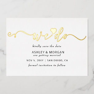 Invitation En Aluminium Élégant Script Gold Heart Nous faisons enregistrer