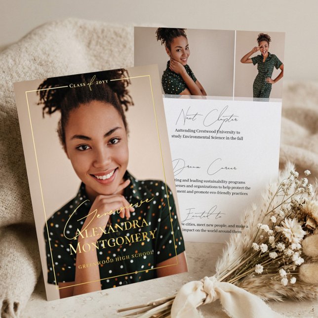 Invitation En Aluminium Elegant Script Grad Photo Graduation Announcement (Elegant Script Grad Photo Graduation Announcement)