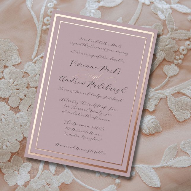 Invitation En Aluminium Élégant Script Lavande Brûlée 2 (Burnished lavender lilac subtle and elegant invitation.)