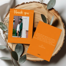 Élégant Script Orange Gold Photo Graduation