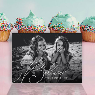 Invitation En Aluminium Élégant Script Police Typographie Croire Holiday