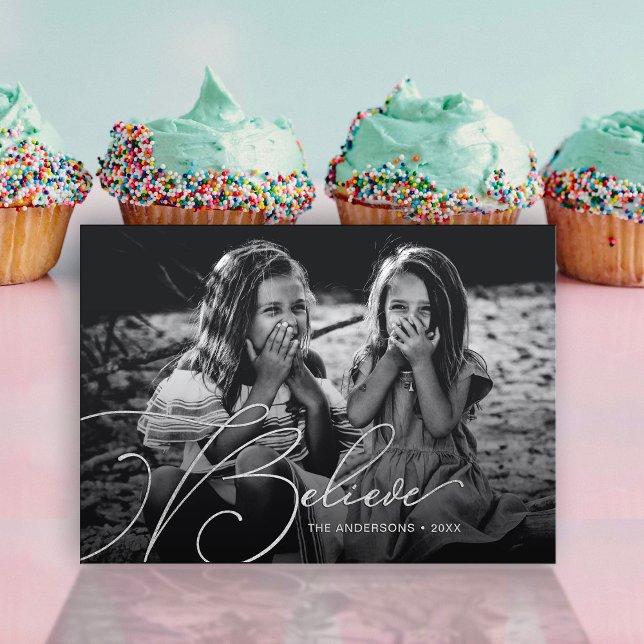 Invitation En Aluminium Élégant Script Police Typographie Croire Holiday (Créateur téléchargé)