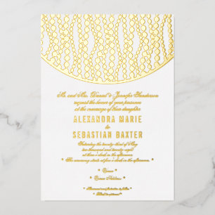 Invitation En Aluminium Élégant script romantique Golden Pearls Mariage Go
