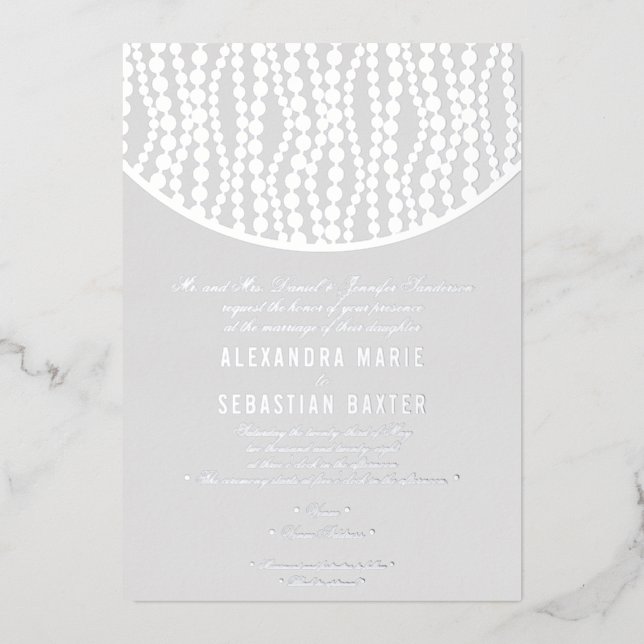 Invitation En Aluminium Élégant Script romantique Gris perles Mariage Arge (Recto)