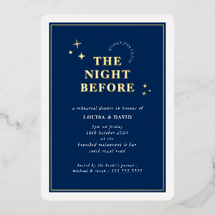 Invitation En Aluminium ELEGANT simple étoiles répétition dîner marine ble