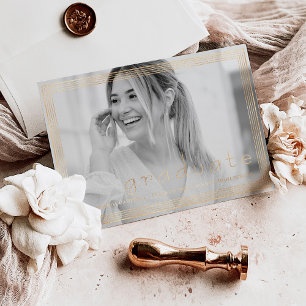 Invitation En Aluminium Elegant Simple Graduation Party Black & Gold Foil 