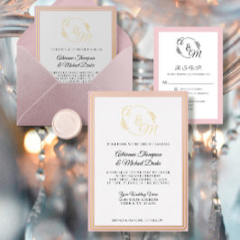 Invitation En Aluminium Élégant simple moderne Dusty Pink Gold Mariage