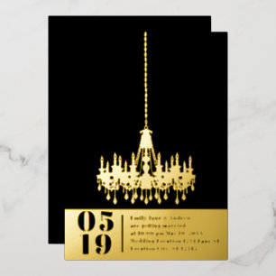 Invitation En Aluminium Élégant Simple Moderne Lustre Doré Mariage