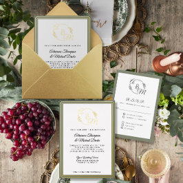 Invitation En Aluminium Élégant Simple Moderne Mariage Vert Sage Or