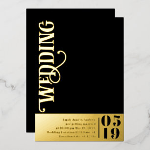Invitation En Aluminium Élégant Simple Moderne Minimaliste Mariage Or