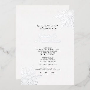 Invitation En Aluminium Élégant Snowflakes Mariage d'hiver