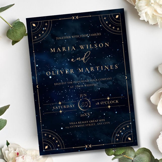 Invitation En Aluminium Elegant Starry night Wedding Celestial Wedding  (Créateur téléchargé)