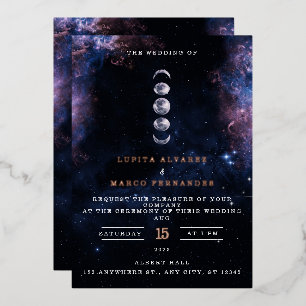 Invitation En Aluminium Elégant thème spatial Astronomie Lune Mariage Invi