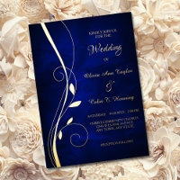 Élégant Tourbillon de Feuille Bleu Profond Mariage