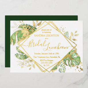 Invitation En Aluminium Élégant Tropical Bridal Luncheon Douche Or