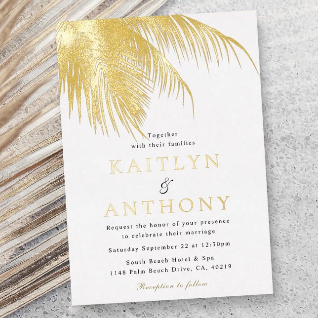 Invitation En Aluminium Elegant Tropical Palm Tree Beach Wedding (Créateur téléchargé)