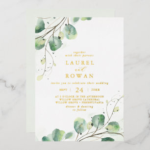 Invitation En Aluminium Élégant verdure Décontracté or Mariage