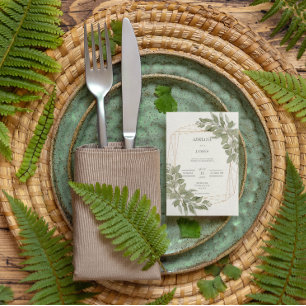 Invitation En Aluminium Elégant Verdure or rustique mariage