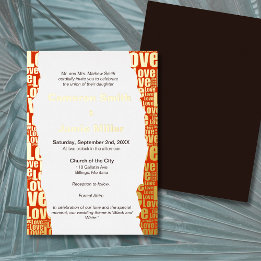 Invitation En Aluminium Élégant Vermilion Love Typographie Mariage