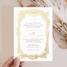 Elégant Vintage Ornament Cadre Mariage Or