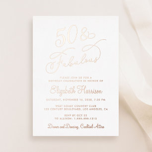 Invitation En Aluminium Elégante 50 Et Fabuleuse 50e fête d'anniversaire