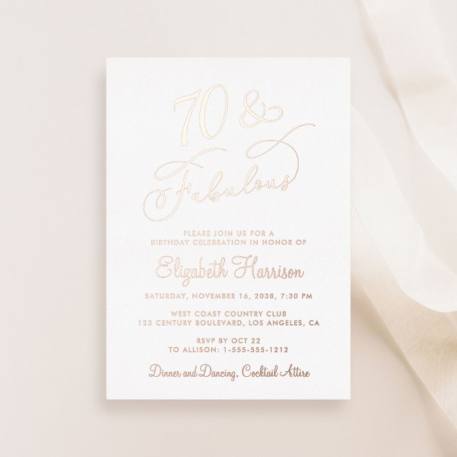 Invitation En Aluminium Elégante 70 Et Fabuleuse 70e fête d'anniversaire (Créateur téléchargé)