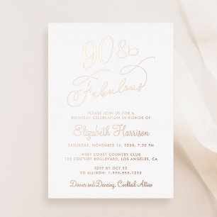 Invitation En Aluminium Elégante 90 Et Fabuleuse 90e fête d'anniversaire