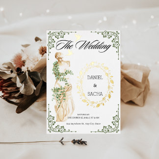 Invitation En Aluminium Elégante Antique Roman Gold Mariage Foil Invitatio