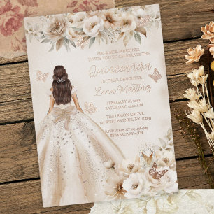 Invitation En Aluminium Elégante aquarelle Florale Quinceañera