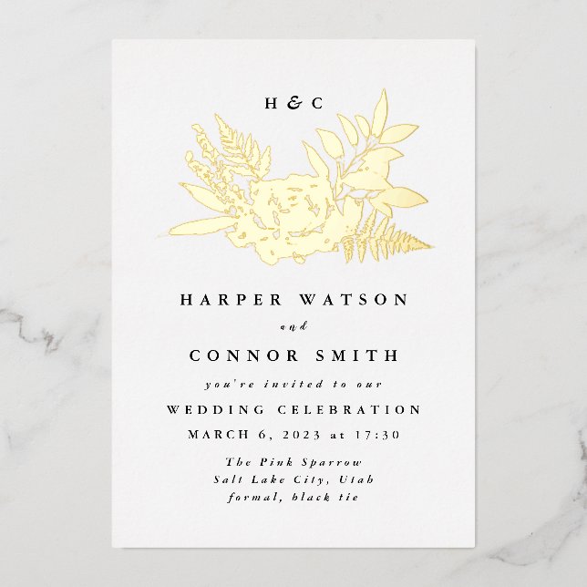 Invitation En Aluminium Elégante aquarelle romantique Mariage floral bouch (Recto)
