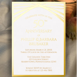 Invitation En Aluminium Elégante Arc Golden 50e fête Mariage Anniversaire